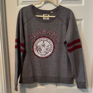 Gray Alabama Sweatshirt with Crimson Insert Sleeve Accents